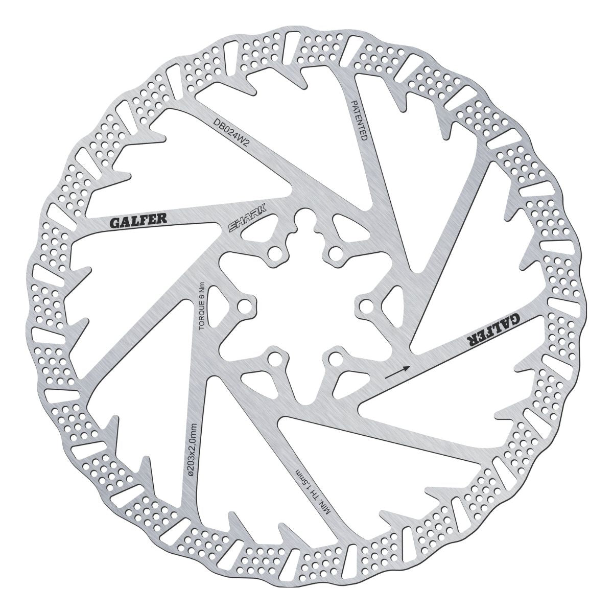 Galfer MTB Shark Disc Rotor 6-Bolt 2mm - High-Performance Mountain Bike Brake Rotor for Trail & Downhill Riding