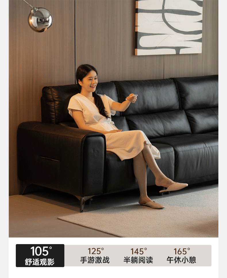 Premium Genuine Cowhide Leather Sofa - Modern Functional Living Room Furniture for Home & Office Comfort