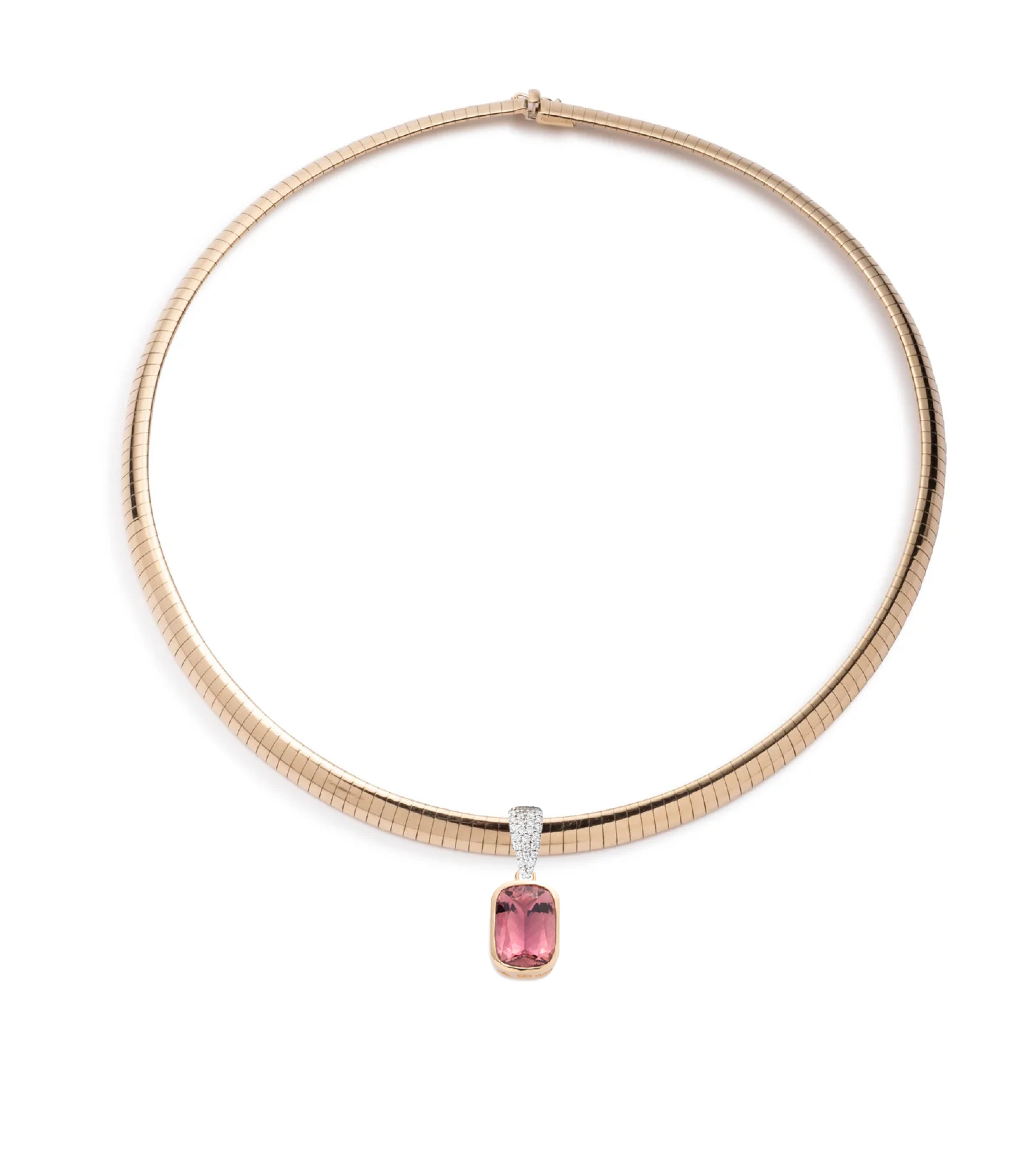 11.85 Carat Natural Pink Tourmaline Necklace - Unique Medium Length Slim Collar Jewelry for Women | Perfect for Weddings, Anniversaries & Special Occasions