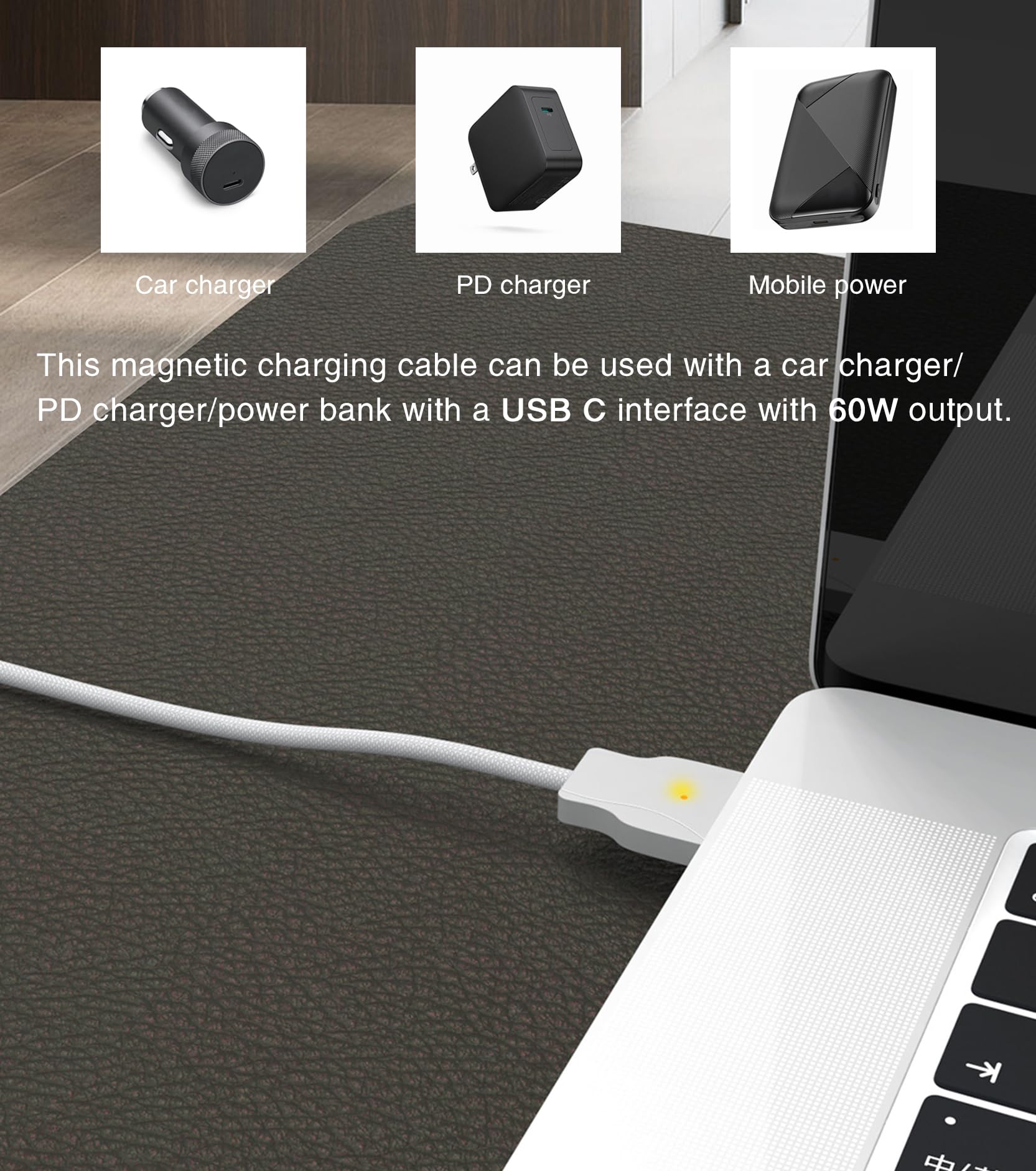 140W USB C to Magnetic Charging Cable - 3 Unique Designs, 6.6ft Fast Charger for MacBook Pro M1/M2/M3 (2021-2024) & MacBook Air (2022-2023) - Perfect for Home, Office & Travel Use