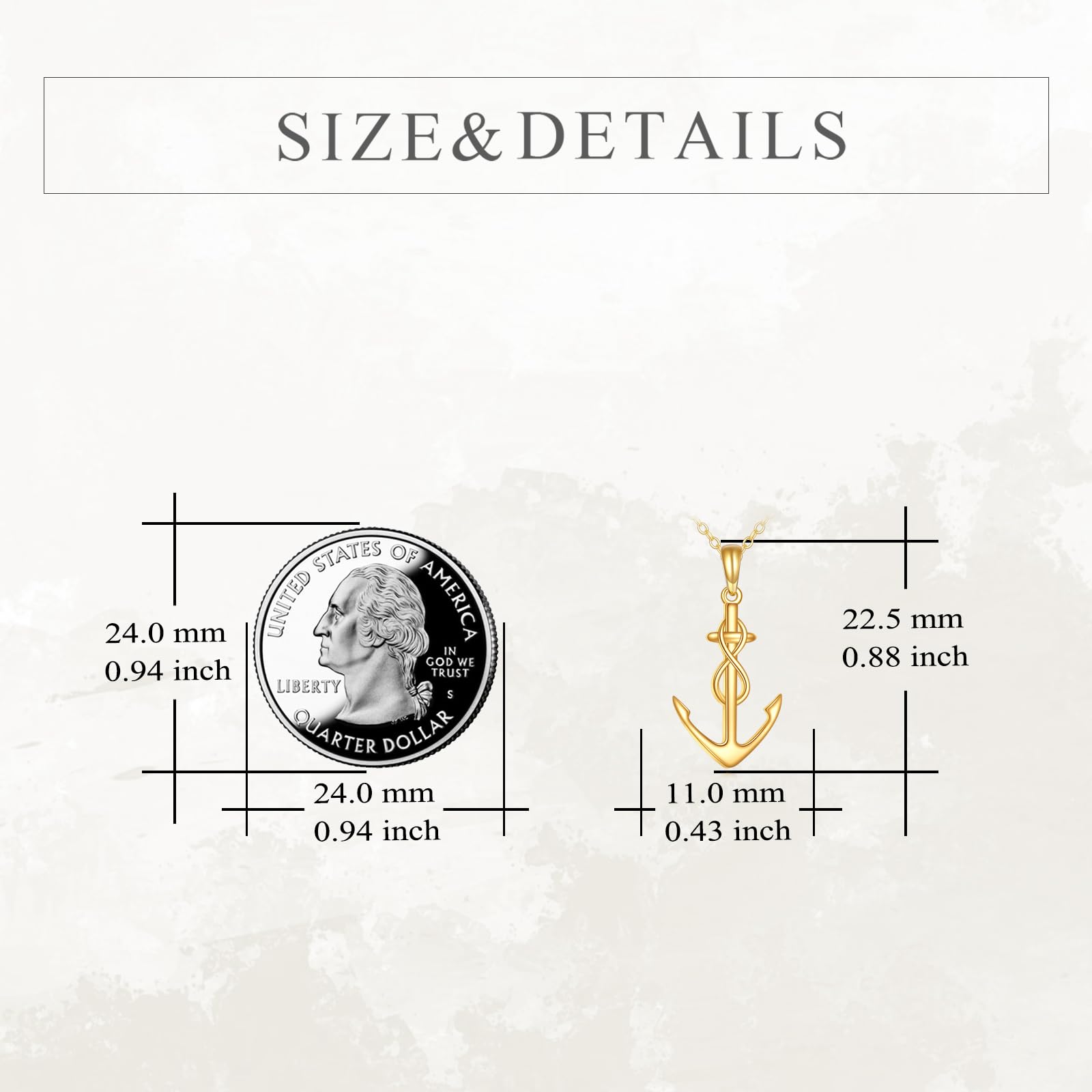 14K Yellow Gold Anchor Necklace for Women - Nautical Themed Jewelry with 18