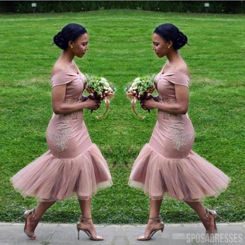 Elegant Off-The-Shoulder Mermaid Dusty Pink Bridesmaid Dress - WG782 | Perfect for Weddings, Prom & Formal Events