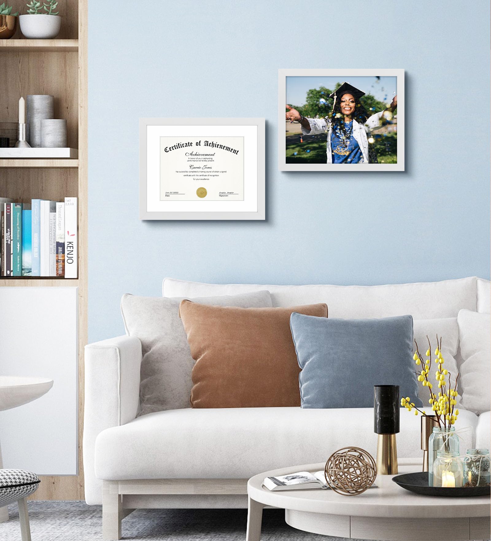 11x14 Certificate Frame with Mat for 8.5x11 Documents - White Picture Frame with Wall Hangers - Perfect for Displaying Diplomas, Awards, Certificates & Artwork - Elegant Wide Molding Home & Office Decor (1-Pack)