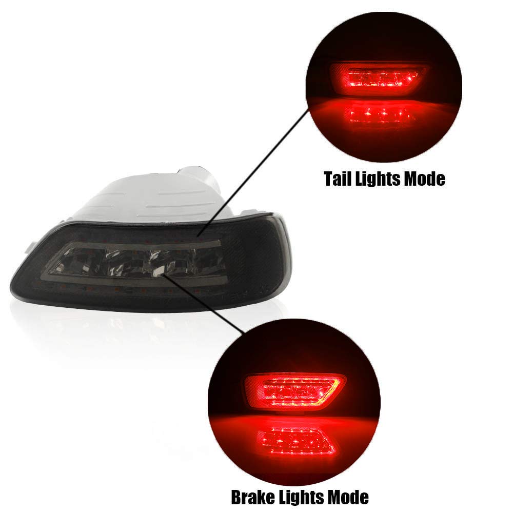 Smoked LED Rear Bumper Reflectors & Tail Lights Kit - Compatible with 2011-2023 Jeep Grand Cherokee WK2, Compass & Dodge Journey - Durable Fog/Brake Lights for Enhanced Night Driving Safety & Style