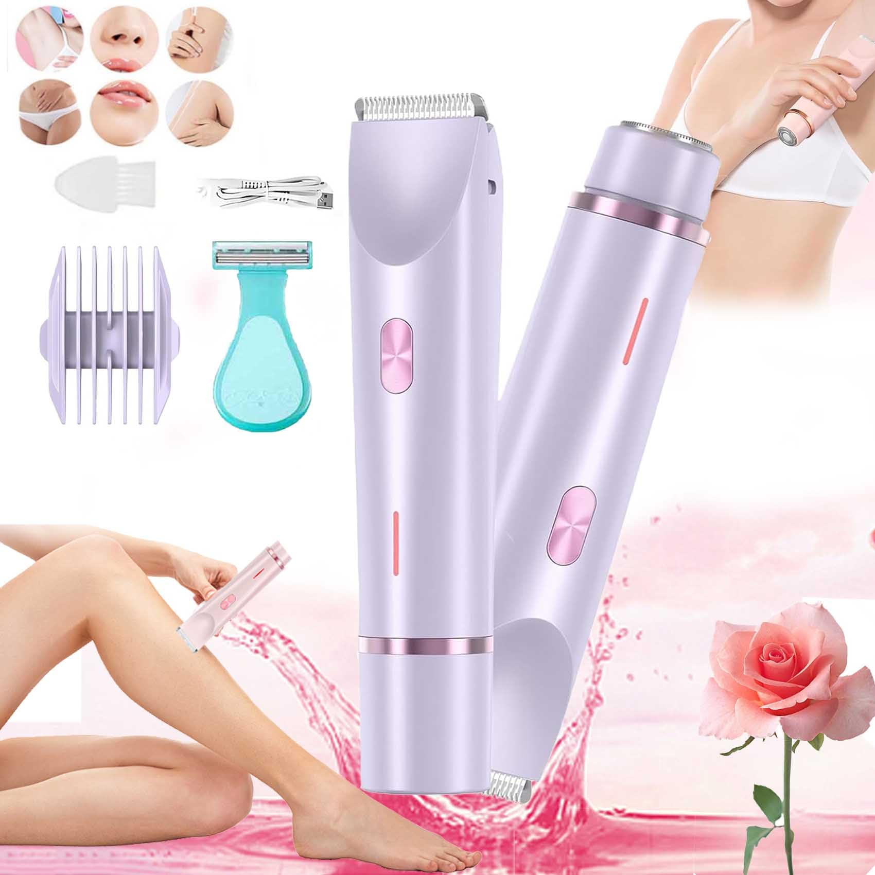 Silkglide Pro Electric Shaver for Women - Painless Wet & Dry Bikini Trimmer, Bald Cat Razor & Body Hair Remover | Purple | Smooth Shaving for Sensitive Skin, Travel & Home Use