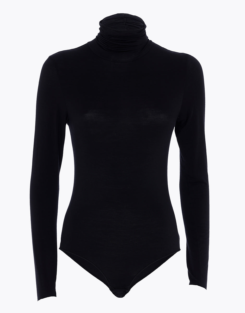 Black Modal High Neck Long Sleeve Bodycon Dress - Perfect for Work, Date Night & Evening Events