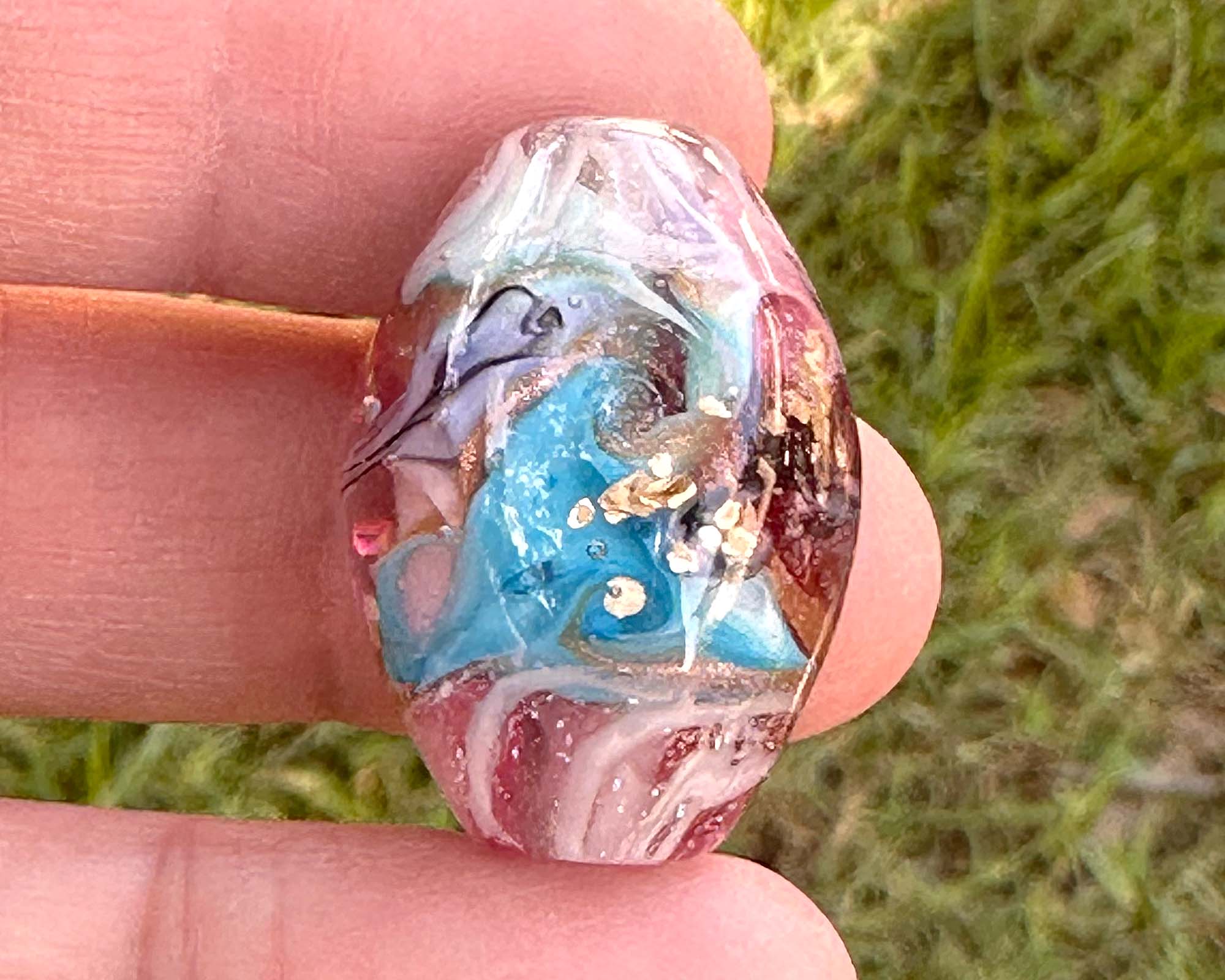 Handmade Glass Garden Swirl Lampwork Focal Bead for Jewelry Making - Perfect for Necklaces, Bracelets, and DIY Craft Projects