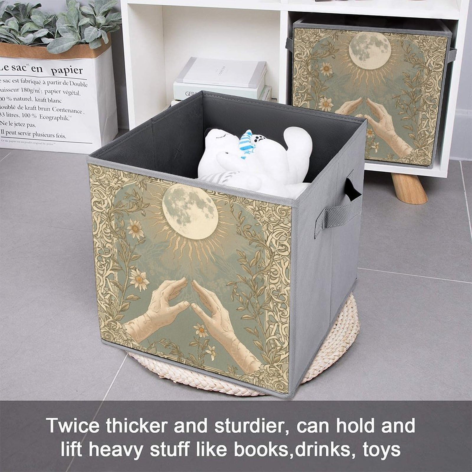 2PCS Foldable Storage Bins - Large Capacity with Handles for Home Office Playroom Organization