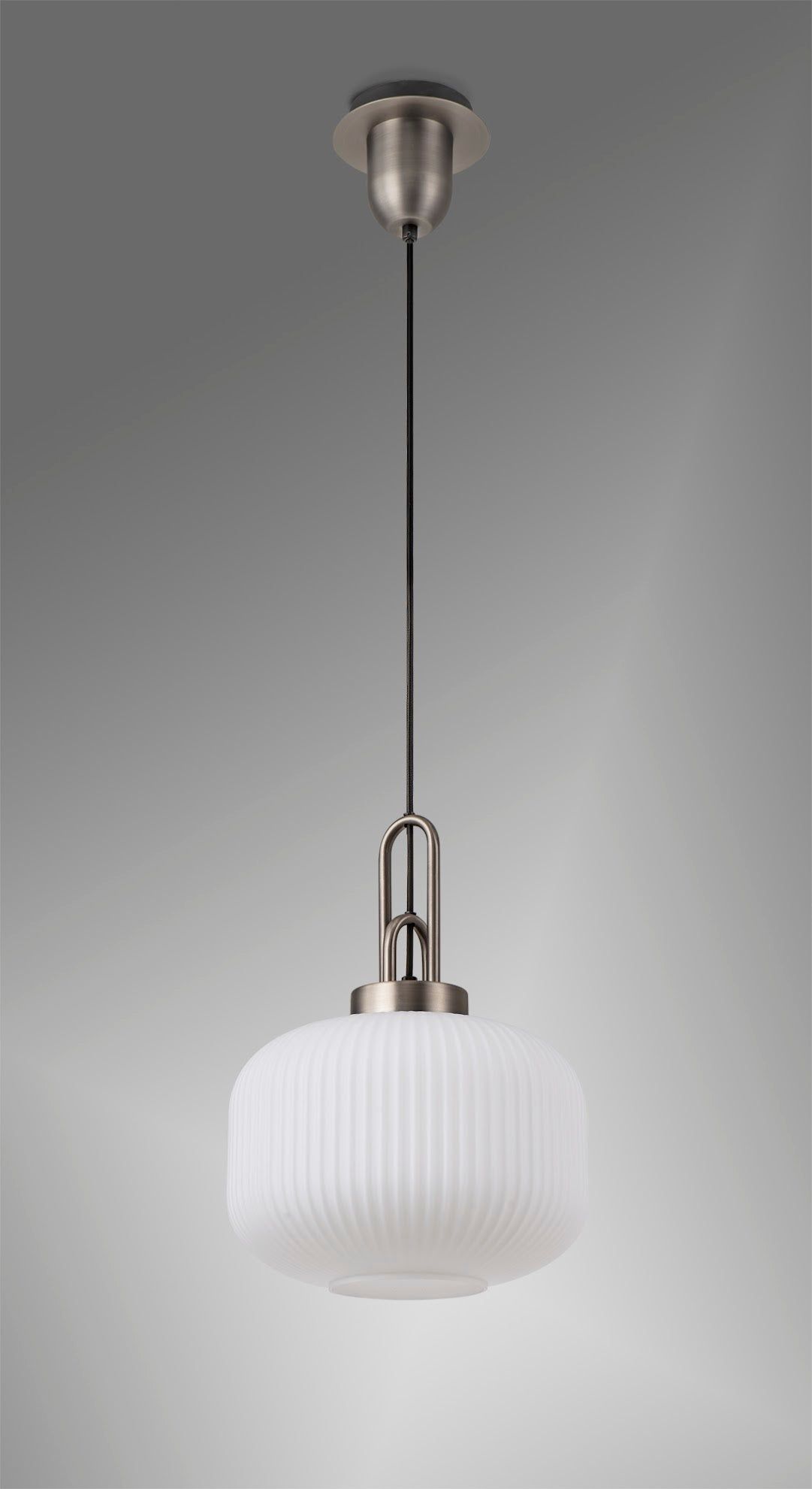 Stylish Cadiz 1-Light Pendant Light with 30cm Pumpkin-Shaped Ribbed Glass Shade - E27 Socket, IP20 Rated, Multiple Color Options - Perfect for Kitchen Island, Dining Room, or Entryway Lighting