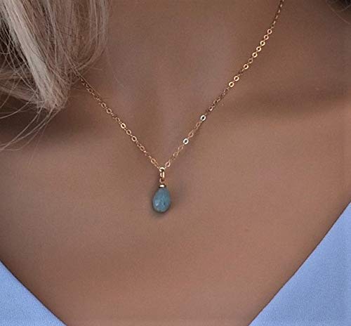 Elegant Jade Teardrop Pendant Necklace for Women - Dainty Minimalist Jewelry Gift for Her - Perfect for Weddings, Date Nights & Special Occasions