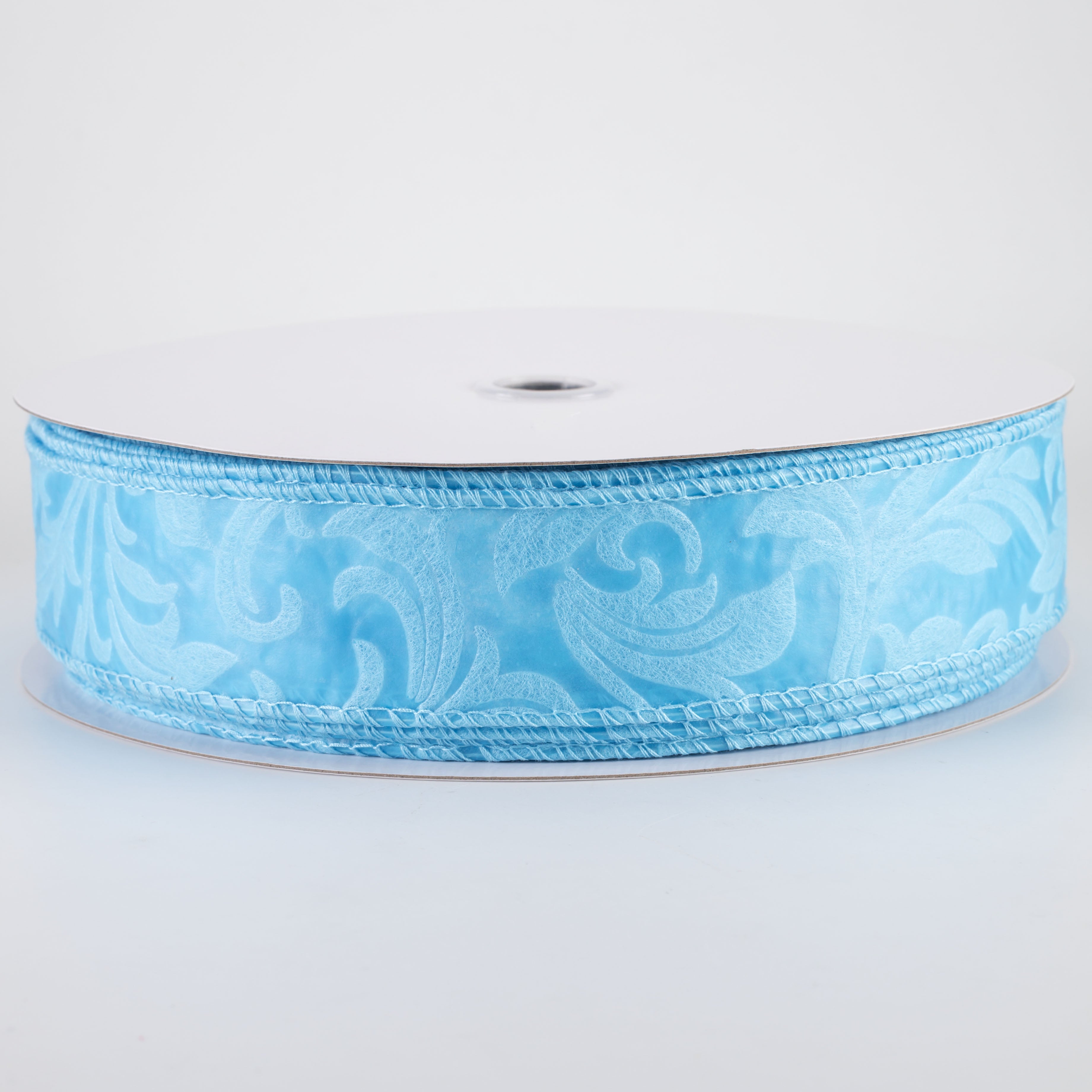 1.5 Inch Embossed Leaf Filigree Breeze Ribbon - Light Blue (50 Yards) | Perfect for Gift Wrapping, Wedding Decorations, and DIY Craft Projects