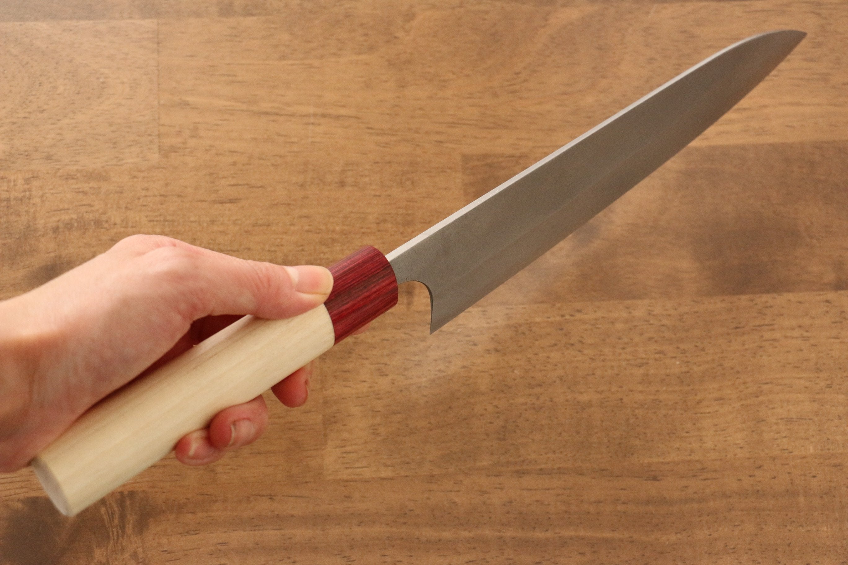 Masakage Yuki White Steel No.2 Nashiji Gyuto 210mm Japanese Chef Knife with Magnolia Handle - Perfect for Sushi, Meat Cutting & Professional Kitchen Use
