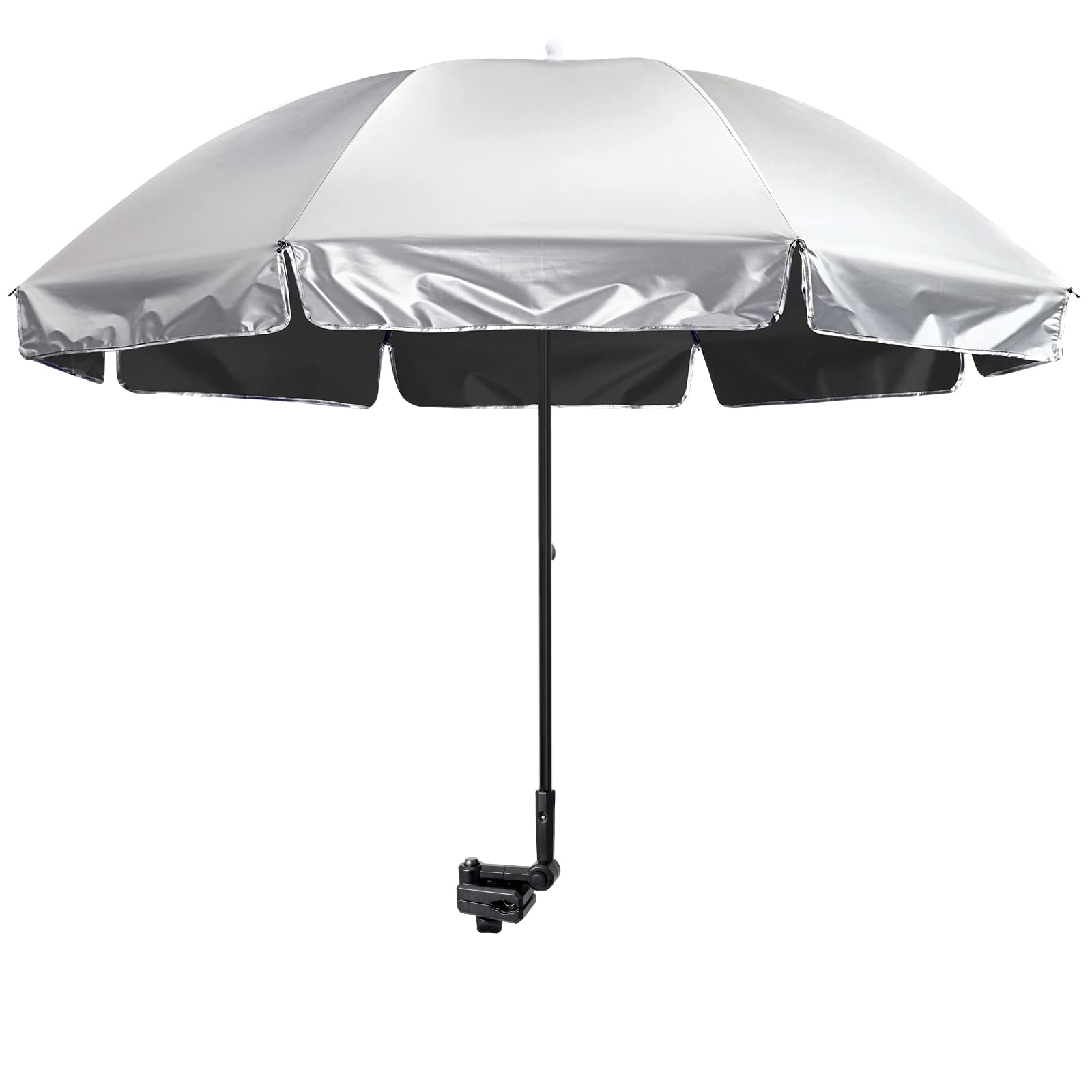 G4Free UPF 50+ Universal Adjustable Clamp-On Sun Umbrella for Outdoor UV Protection - Fits Strollers, Wheelchairs, Patio Chairs & Golf Carts - Perfect for Beach, Picnic, Camping & Golfing