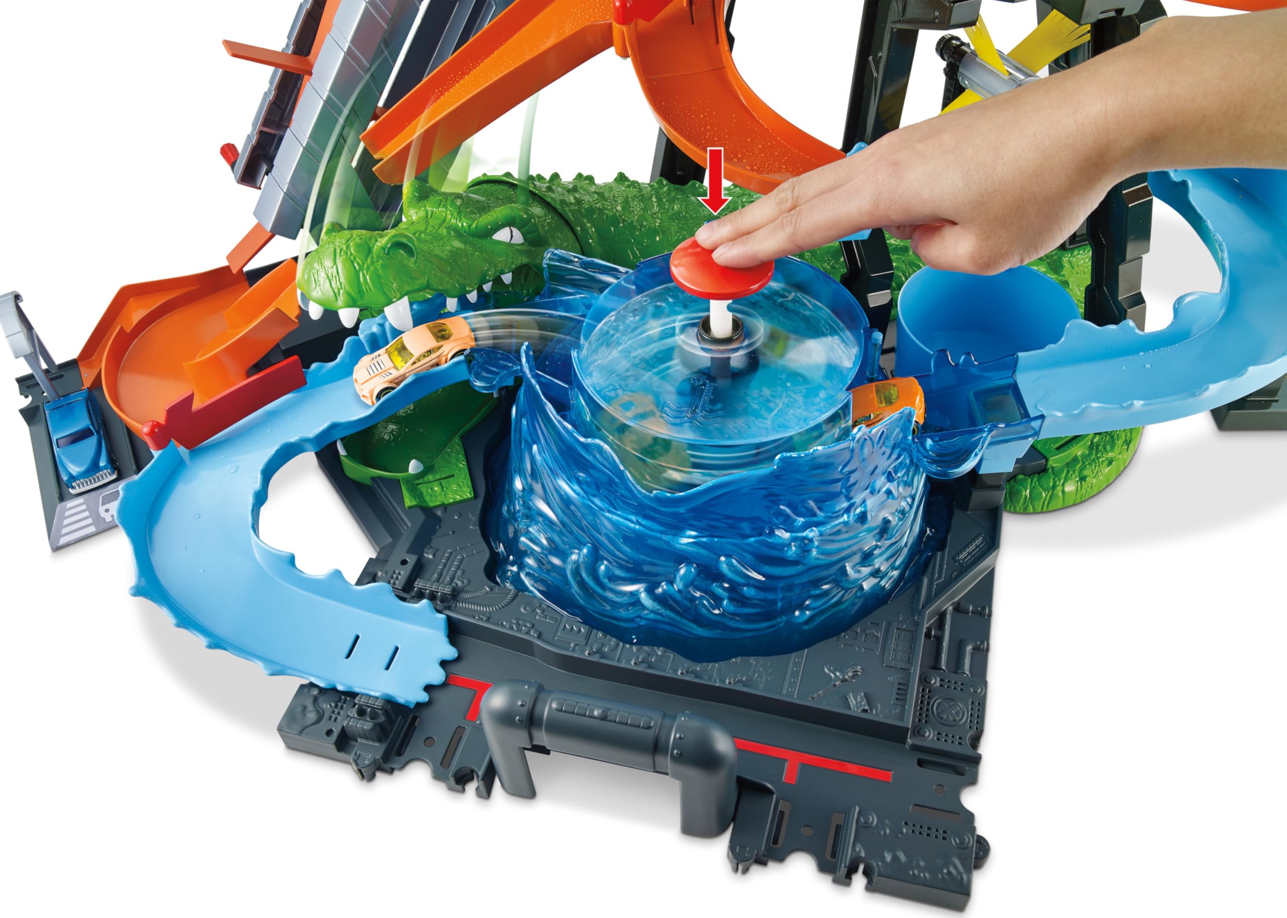Hot Wheels City Car Wash Playset with Giant Gator Toy - Interactive Race Track for Kids, Die-Cast Vehicle Playset - Perfect for Pretend Play & Car Racing Games at Home