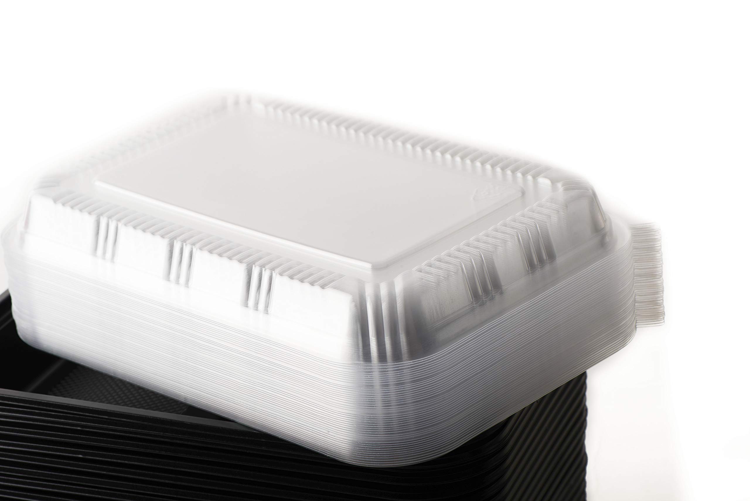 EcoQuality [225 Pack] 3-Compartment Black Disposable Food Containers with Lids - BPA Free Meal Prep Containers for Lunch, Bento Box & Food Storage | Perfect for Office Lunch, Meal Prep & Takeout