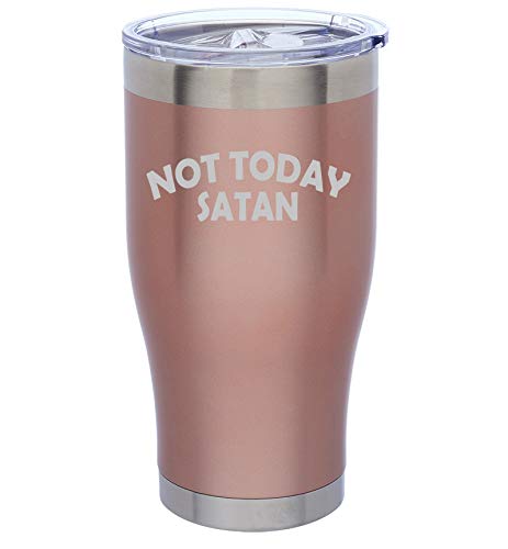 Rose Gold Double Wall Vacuum Insulated Stainless Steel Tumbler Travel Mug - 24oz Leakproof Cup for Coffee, Tea & Cold Drinks | Perfect for Office, Gym & Outdoor Adventures | Funny 'Not Today Satan' Design