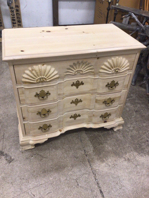 Link Taylor Lexington Pine Chippendale Four Drawer Block Front Goddard Bachelor Chest - Classic Wooden Dresser for Bedroom, Living Room & Office Storage