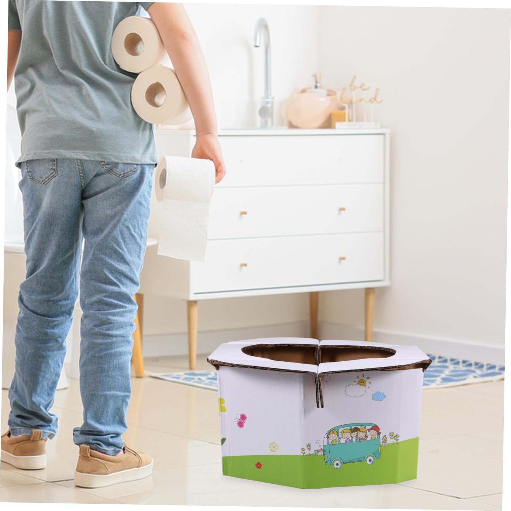 HEMOTON Portable Travel Potty Seat - 8pcs White Plastic Toilet Trainer for Kids | Car, Camping & Outdoor Adventures