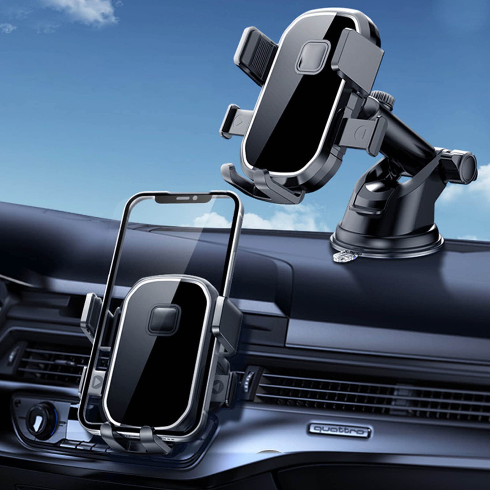 Universal Car Phone Mount Holder - Dashboard Air Vent Windshield Compatible, Anti-Slip & Anti-Scratch Phone Stand for 4.0-7in Smartphones (iPhone, Samsung, Pixel) - Perfect for GPS Navigation & Hands-Free Driving