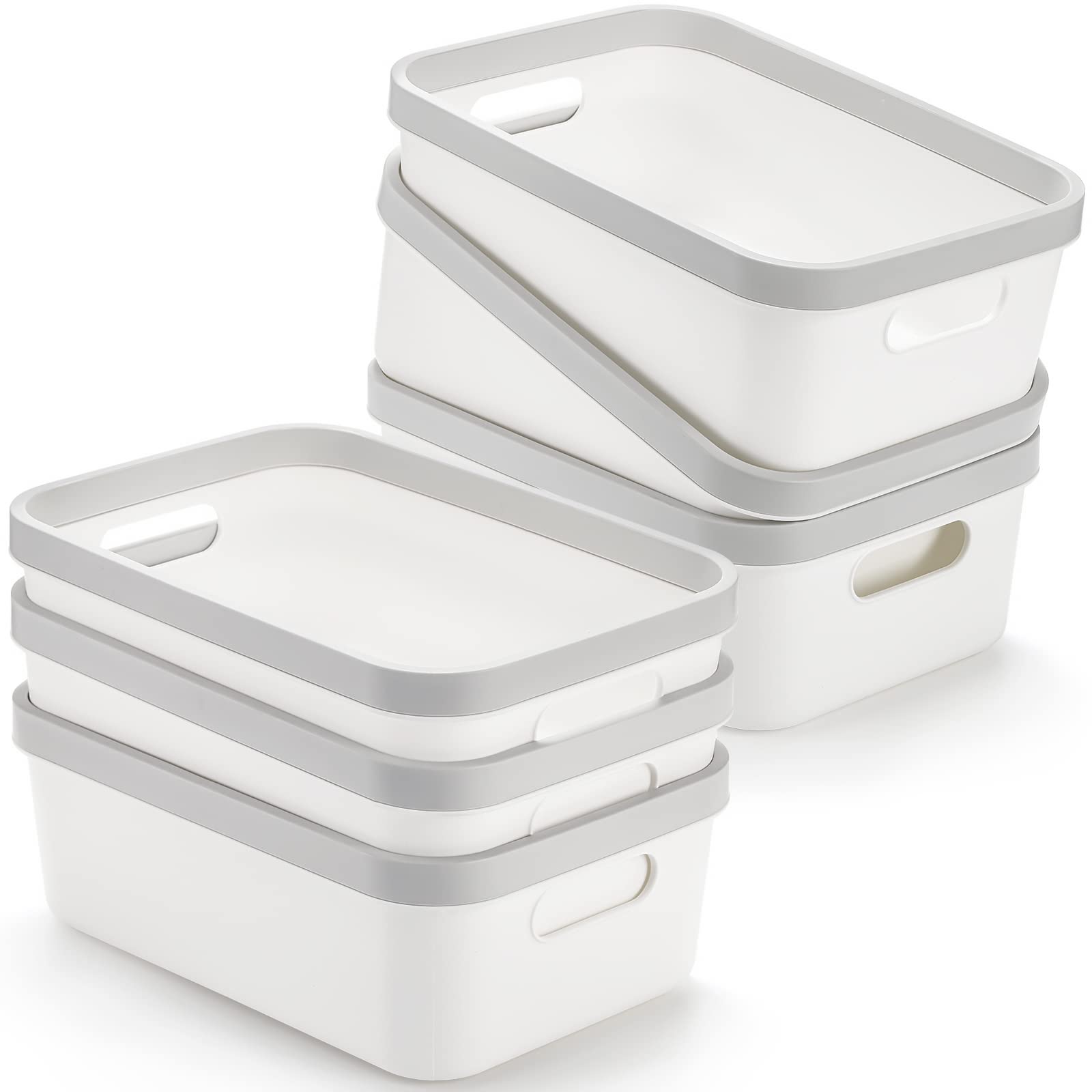 Elsjoy 6-Pack Plastic Storage Bins with Handles - 10