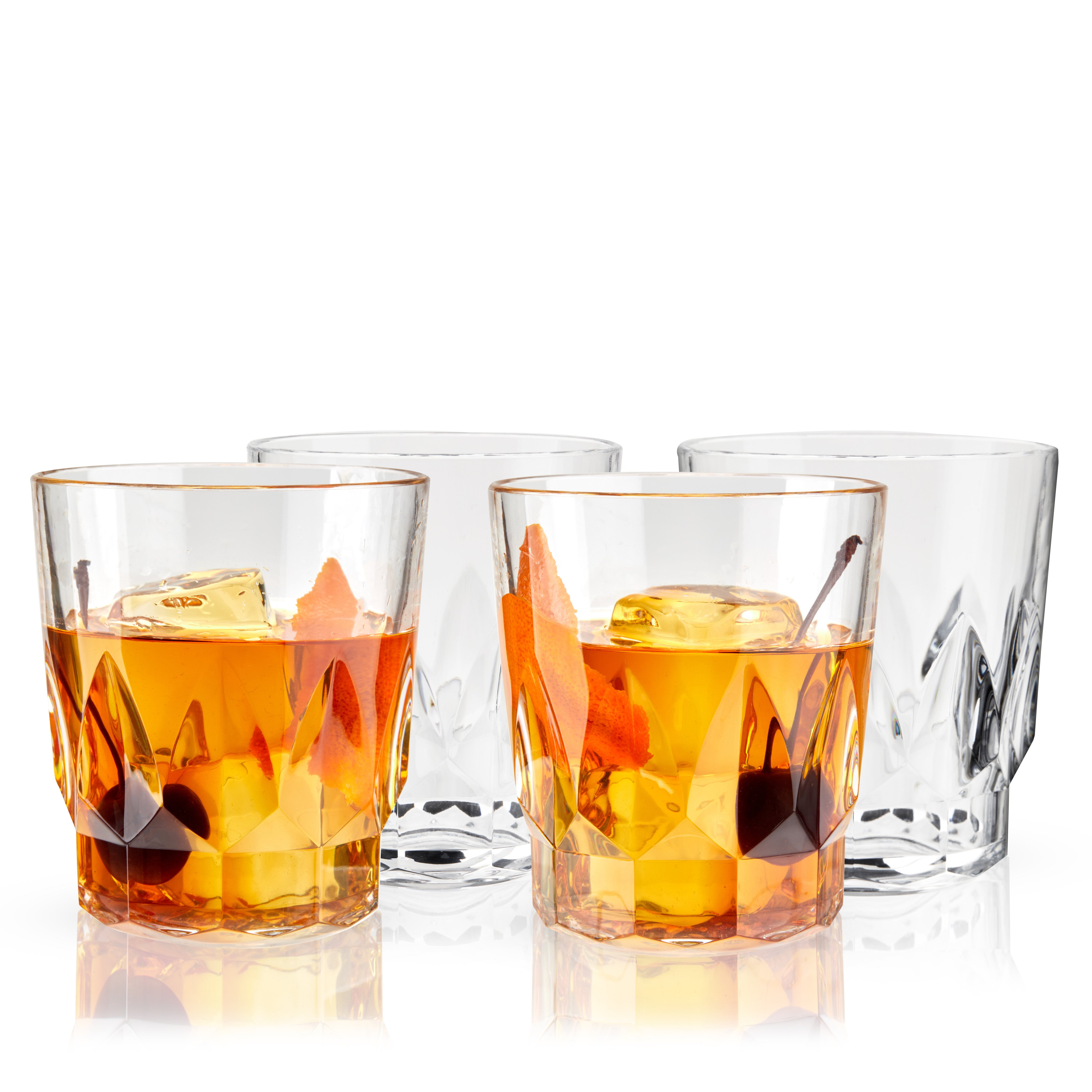Shatterproof Acrylic Rocks Tumblers Set of 4 - BPA-Free Unbreakable Drinking Glasses for Whiskey, Cocktails & Iced Coffee - Perfect for Outdoor Parties, BBQs & Home Bar Use