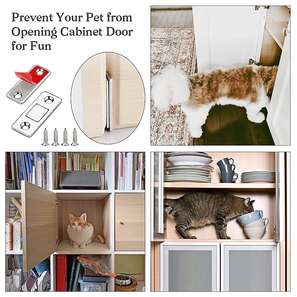 Jiayi 2 Pack L-Shaped Cabinet Magnetic Catch + 8 Pack Ultra Thin Magnet Cabinet Door Catch - Strong Adhesive Drawer Magnets & Magnetic Closures for Kitchen, Closet, Bathroom & Furniture (Perfect for Sliding Doors, Cabinets & Drawers)