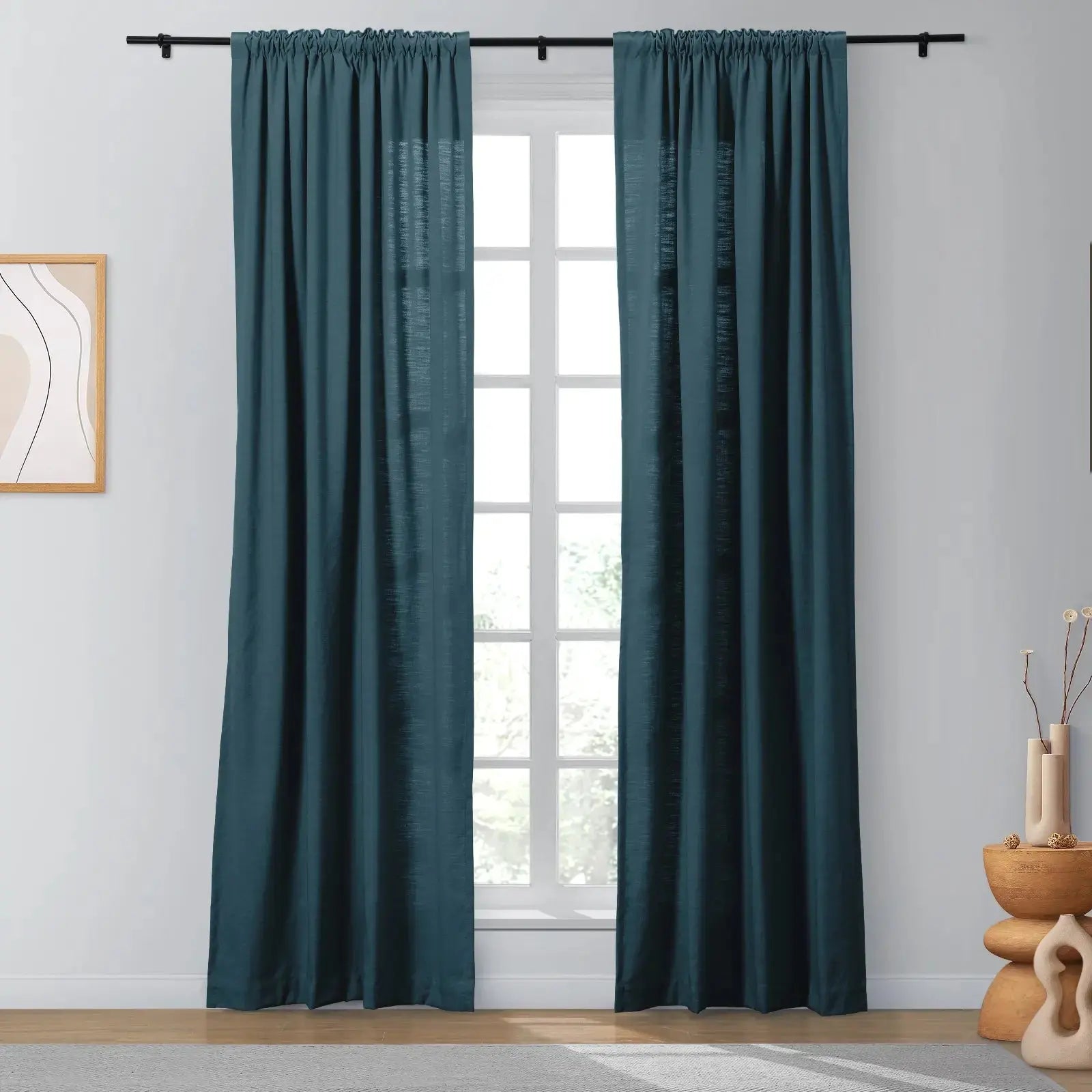 Isabella Heavyweight Cotton Blackout Curtains - Soft Top Thermal Insulated Drapes for Living Room & Bedroom - Noise Reducing & Energy Saving Window Treatments