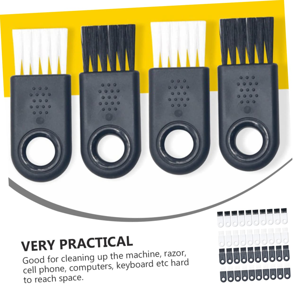 CANIGHT 40Pcs Electric Shaver Cleaning Brush Set - White & Black Handle Razor Brush for Hair Clippers & Electric Shavers | Professional Grooming Accessories for Men's Facial Hair & Beard Trimmer Maintenance | Perfect for Home, Salon & Barber Shop Use