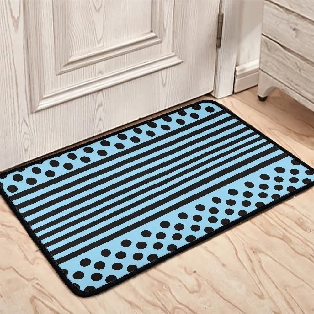 Non-Slip Blue Dots Stripe Kitchen Floor Mat - Washable Anti-Fatigue Standing Mat for Sink Area, Bathroom & Living Room - Indoor/Outdoor Use for Home, Office & Commercial Spaces