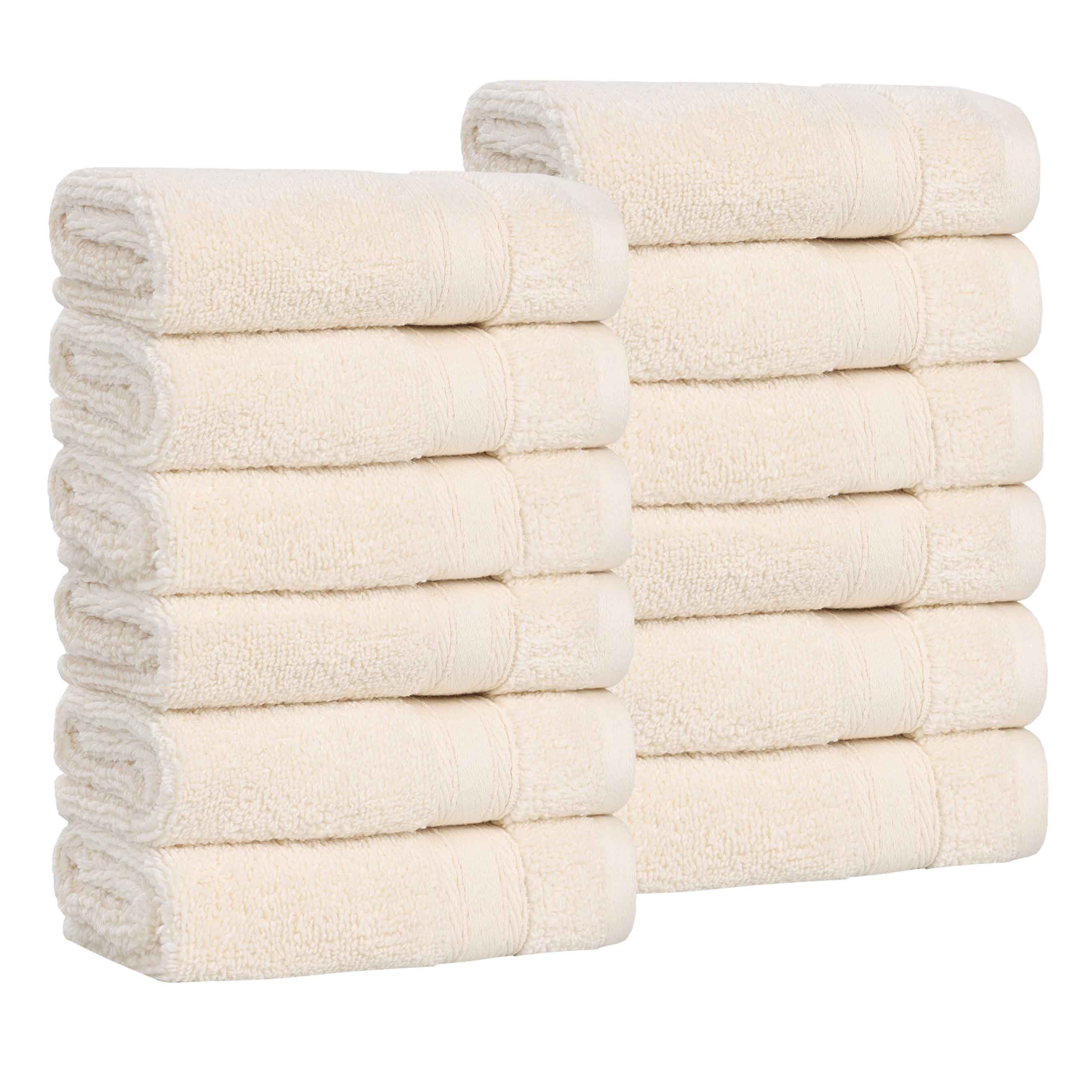 Premium Belmont Zero Twist Cotton Medium Weight Face Towels - Soft & Absorbent, Set of 12 for Spa, Gym, Travel & Everyday Use