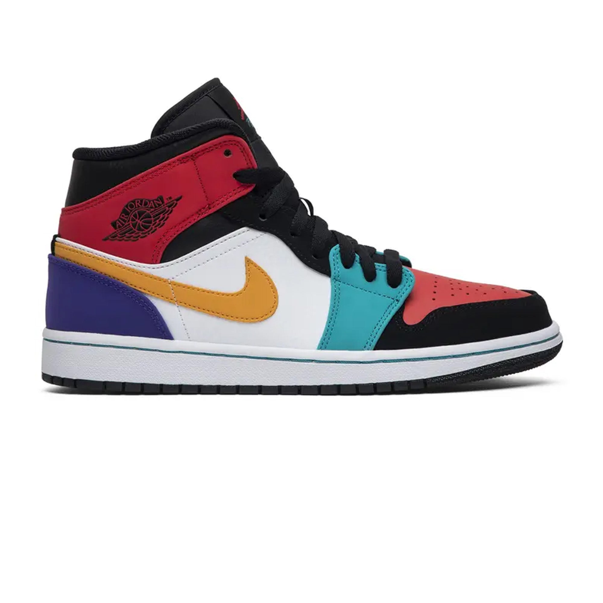 Air Jordan 1 Mid 'Bred Multi-Color' Basketball Shoes - Men's High-Top Sneakers for Streetwear & Casual Style | Perfect for Basketball, Gym & Everyday Wear