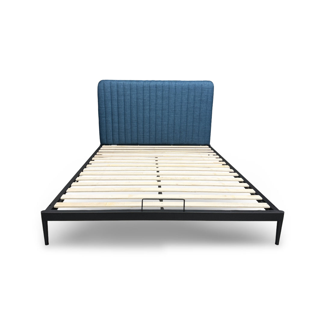 Mira Upholstered Queen Bed Frame with Button Tufted Headboard - Modern Fabric Platform Bed for Bedroom, Guest Room & Master Suite