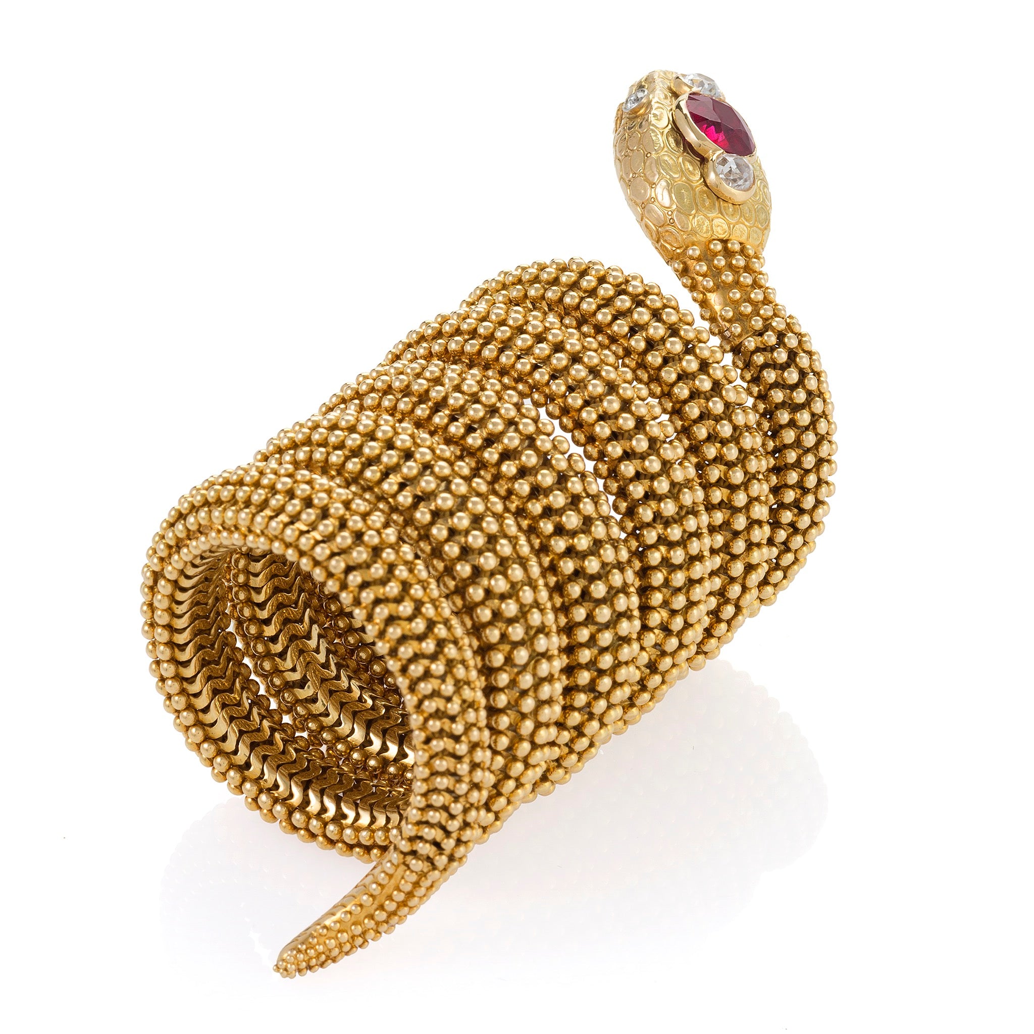 Bulgari Ceylon Ruby Serpenti Bracelet - Luxury 18K Gold Snake Bracelet for Women, Elegant Jewelry Gift for Her, Perfect for Parties & Special Occasions