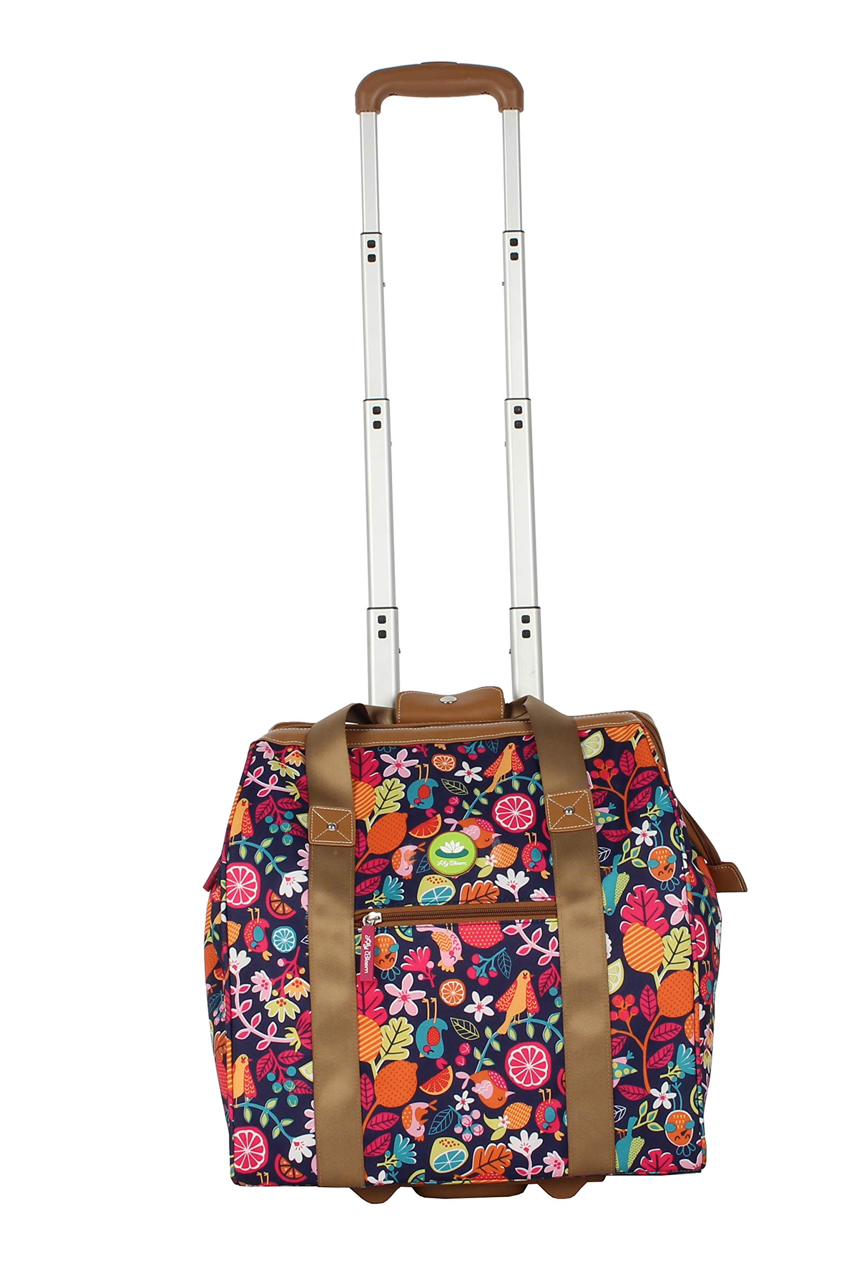 Lily Bloom 15-Inch Designer Under Seat Tote Carry-On Bag for Women - Lightweight Spinner Wheel Cabin Luggage with Stylish Pattern (Fruit Loops) - Perfect for Air Travel, Business Trips & Weekend Getaways