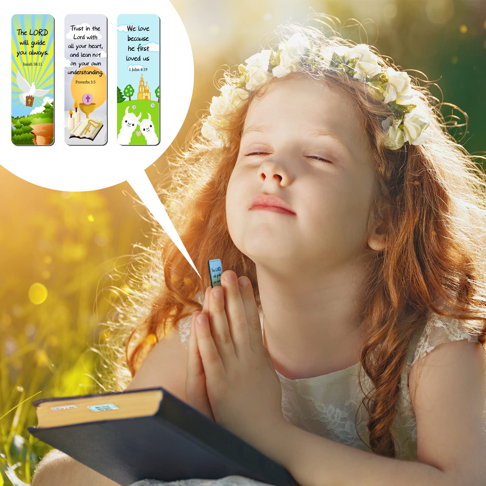 30 Pack Magnetic Bible Verse Bookmarks - Inspirational Christian Scripture Bookmarks for Kids, Women, Teachers & Students - Perfect for Church, Bible Study, School Gifts & Daily Devotion (Cartoon Design)