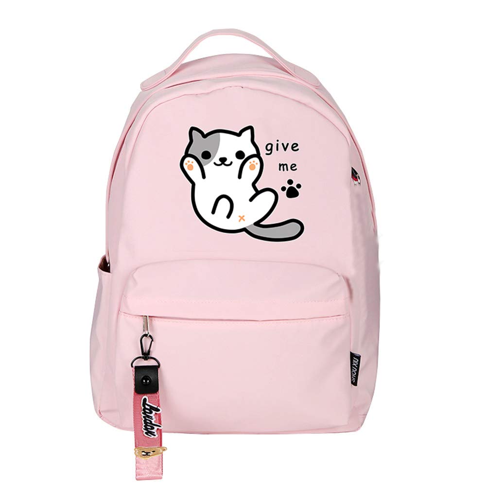 Neko Atsume Cute Cat Backpack for Women - Kawaii Pink Cartoon School Bag, Travel & Laptop Backpack (3) - Perfect for School, Work, Travel & Anime Fans