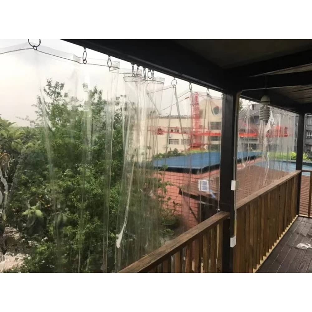 MAHFEI Clear Waterproof Tarp Cover 2x4m - Transparent UV-Resistant Rain Cover with Reinforced Edges & Perforations for Balcony, Patio, Garden, and Outdoor Sun Protection
