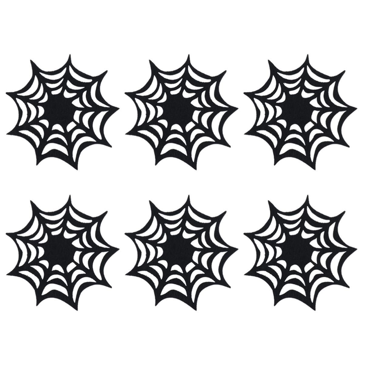 UPKOCH Halloween Spider Web Coasters Set of 6 - Washable Black Felt Placemats for Dining Table Decor - Halloween Party Supplies & Spooky Home Decor - Perfect for Halloween Dinners, Themed Parties, and Seasonal Home Styling