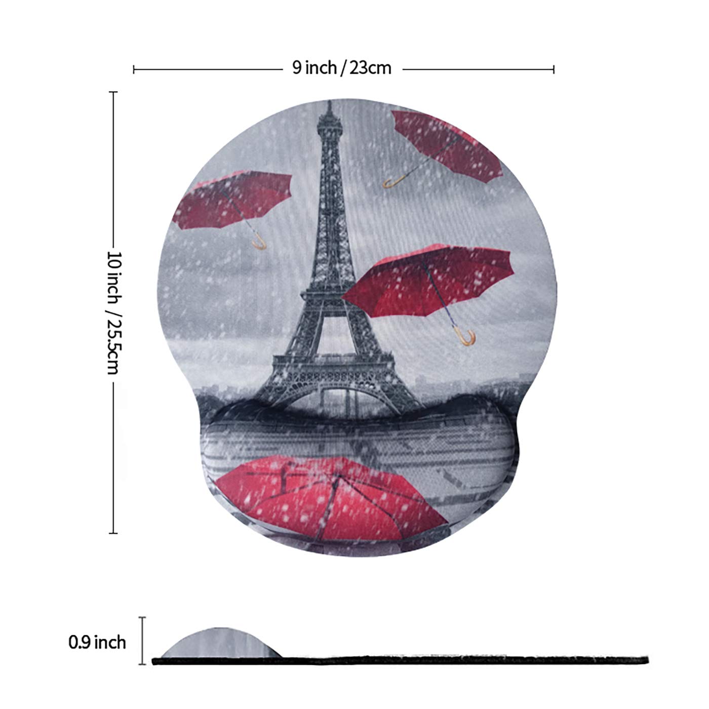 Ergonomic Mouse Pad with Wrist Rest Support - Cute Gel Mouse Pad with Non-Slip Rubber Base for Pain Relief | Perfect for Laptop, Computer, Home Office & Gaming | Eiffel Tower Design | Comfortable Wrist Support for Long Hours of Work or Gaming