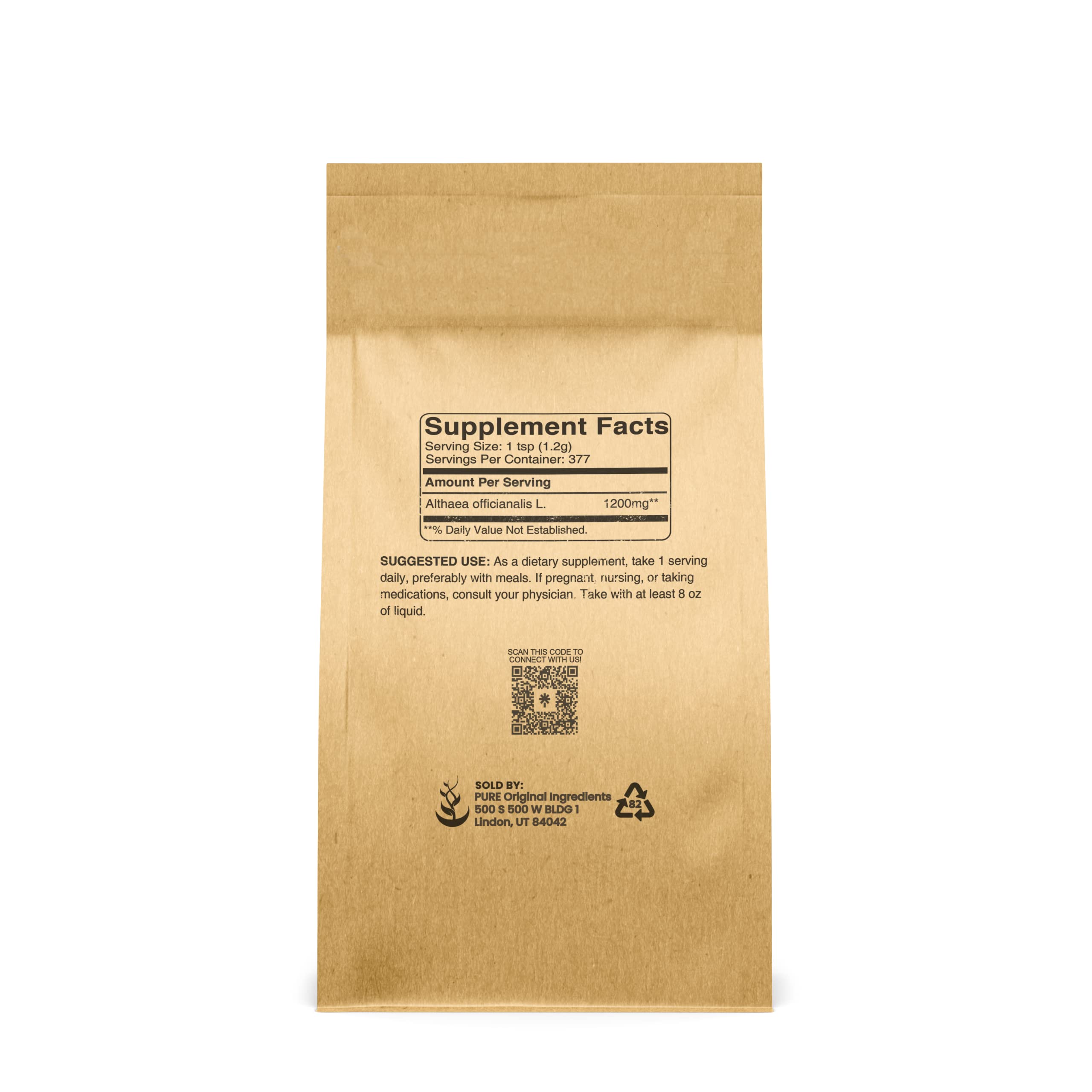 Organic Marshmallow Root Extract Powder (1 lb) - Premium Herbal Supplement for Digestive Health & Immune Support - Use for Teas, Smoothies, Baking & Natural Remedies