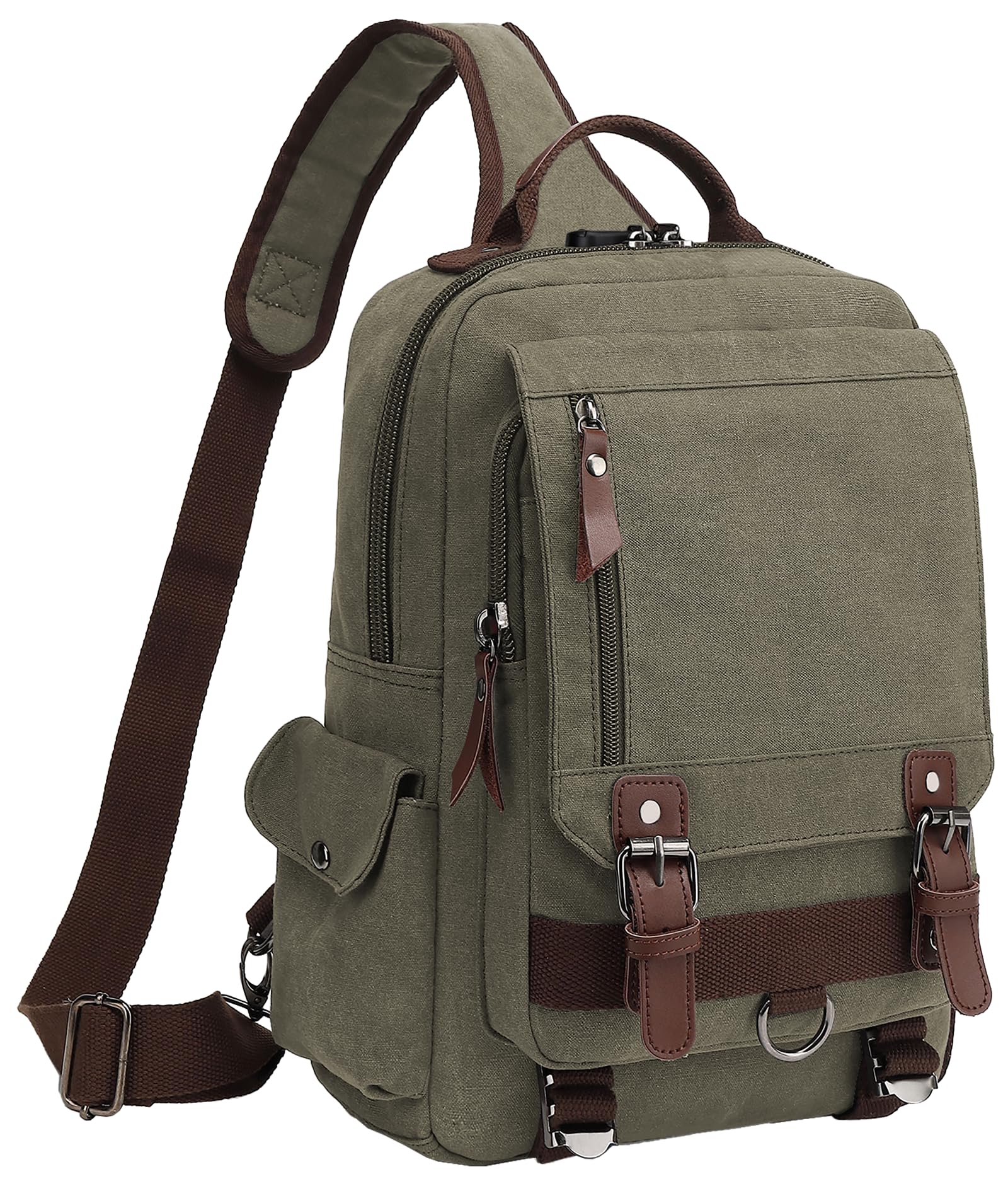 BASICPOWER Canvas Messenger Bag - Durable Crossbody Sling Backpack for Laptop & Travel | Water-Resistant Casual Shoulder Bag for Men & Women | Perfect for Work, School, Commuting & Outdoor Adventures