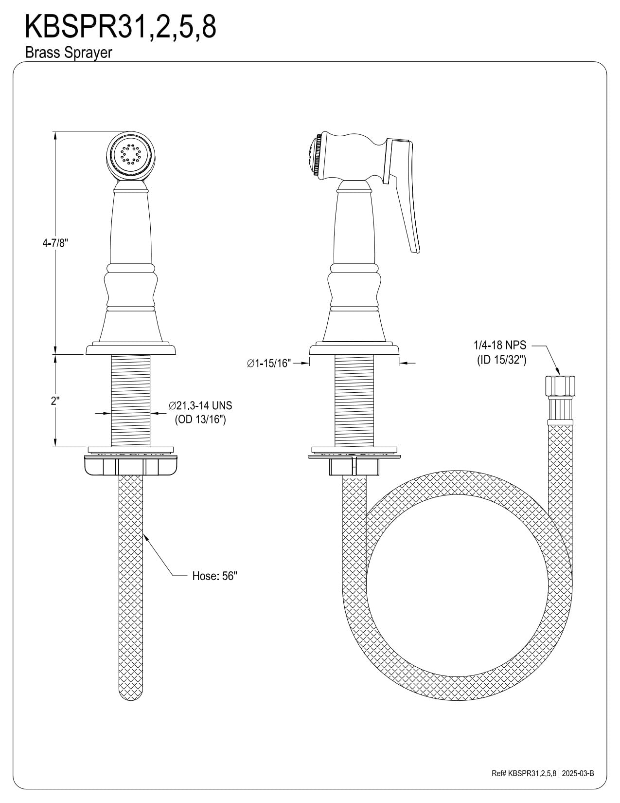 Kingston Brass KBSPR38 Brushed Nickel Kitchen Faucet with Pull-Down Sprayer and Durable Hose - Perfect for Modern Kitchens, Dishwashing, and Food Prep