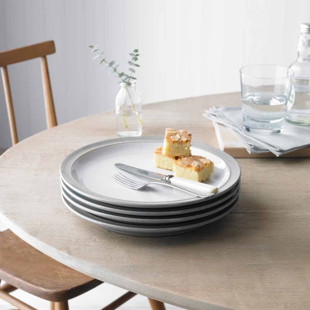 Denby Elements Light Grey Dinner Plates Set of 4 - 26.5cm Microwave & Dishwasher Safe Stoneware - Chip Resistant Ceramic Tableware for Everyday Dining, Dinner Parties & Restaurant Use