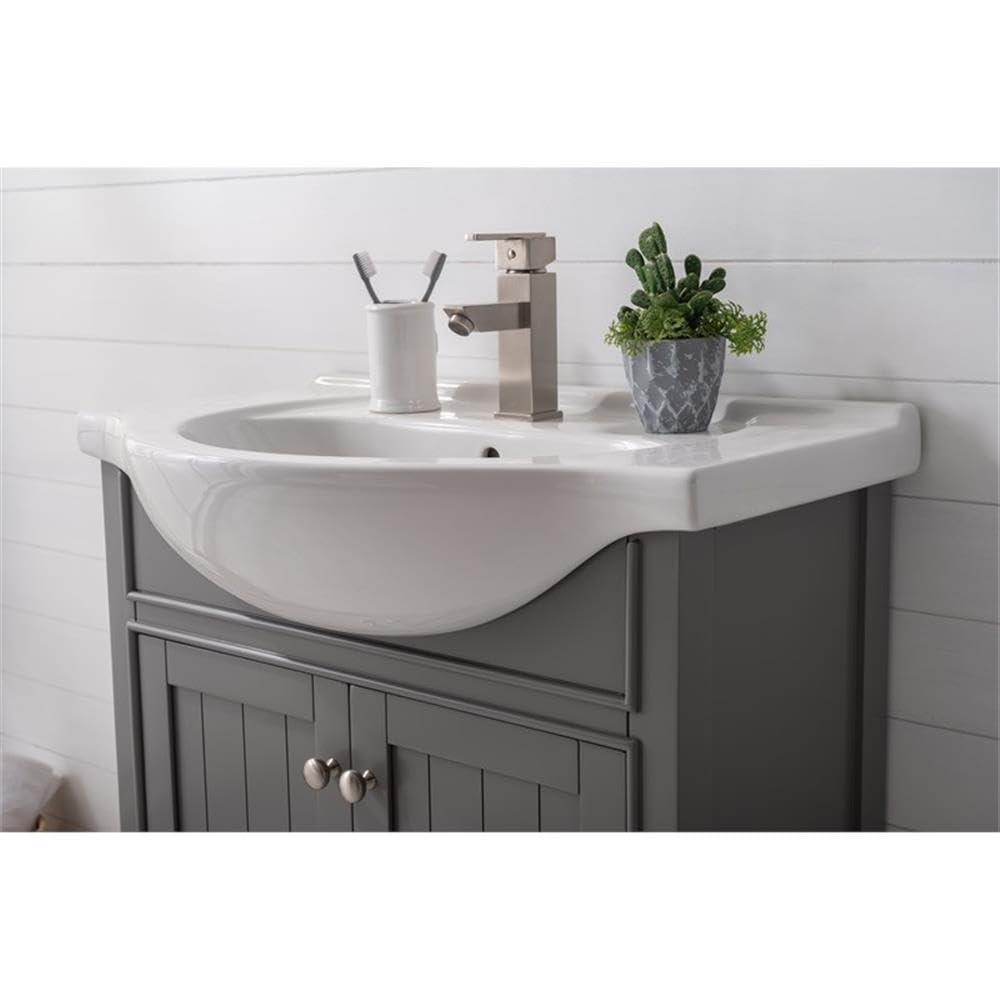 Design Element S05-30-GY 30-Inch Modern Gray Bathroom Vanity with Soft-Close Doors - Perfect for Small Bathrooms, Powder Rooms & Master Bath Renovations