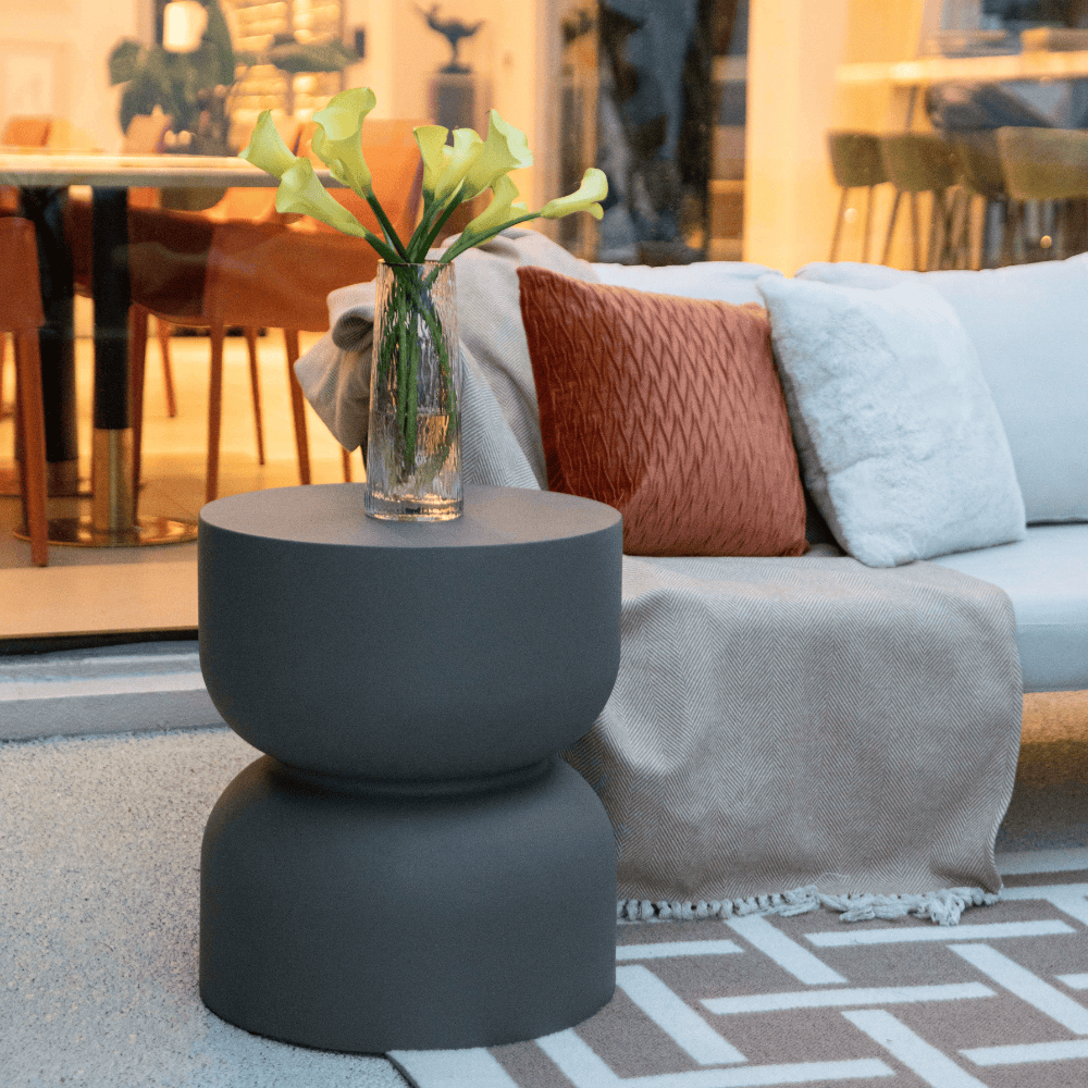 Chronos Outdoor Concrete Side Table - Durable & Weatherproof Patio Furniture for Garden, Poolside, and Backyard Decor