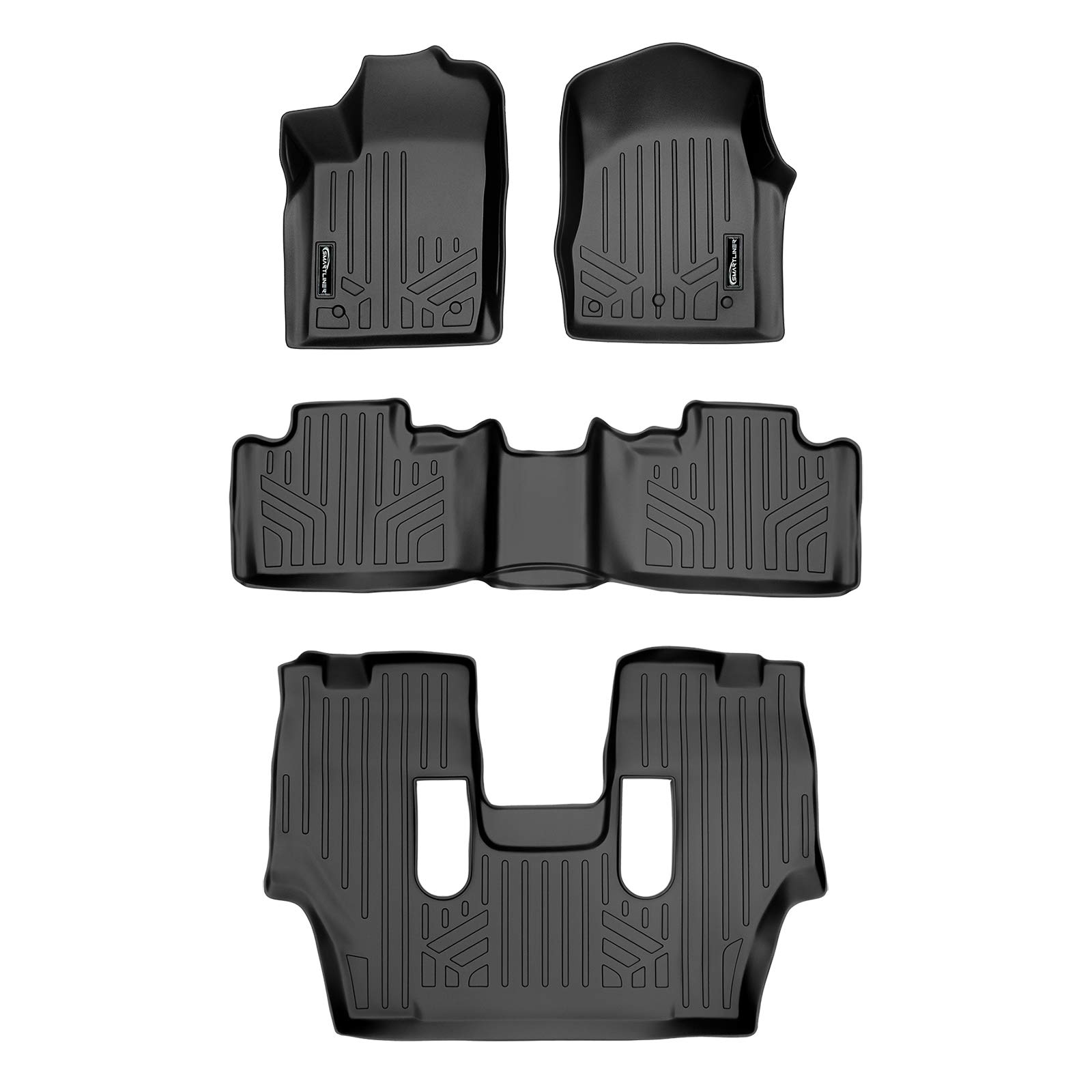 MAXLINER All-Weather Floor Mats for 2013-2016 Dodge Durango - 3 Row Custom Fit Car Floor Liners with Front Dual Hooks & 2nd Row Bucket Seats - Heavy Duty Protection for Mud, Snow & Spills (Black) - Perfect for Off-Roading, Family Trips & Daily Commutes