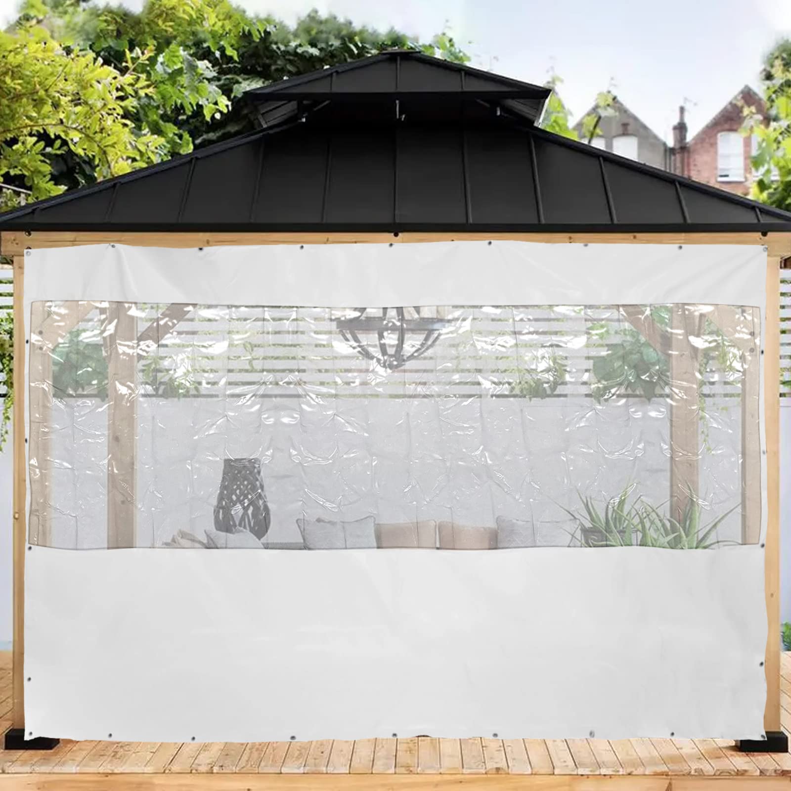 Waterproof Commercial Clear Vinyl Awning Canopy - 8x13 Feet (2.5x4m) Roll-Up Patio Enclosure for Tents, Awnings & Canopies - UV Resistant, Durable White Cover for Outdoor Events, Restaurants & Backyard Parties