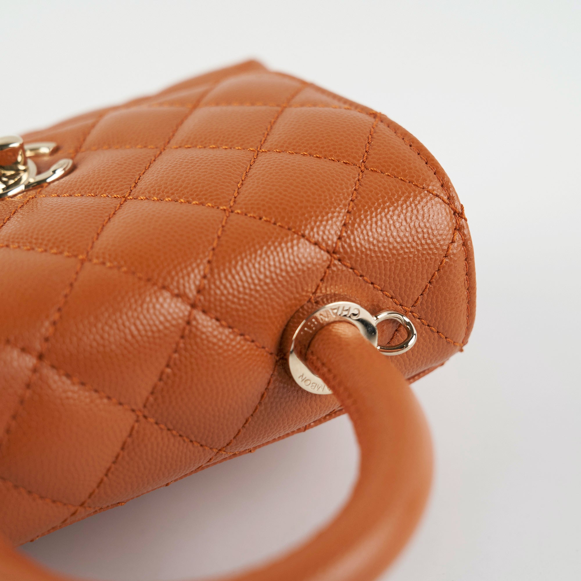 Chanel Mini Coco Handle Bag in Caviar Leather - Caramel Brown Crossbody Purse for Women | Perfect for Date Night, Parties & Everyday Luxury