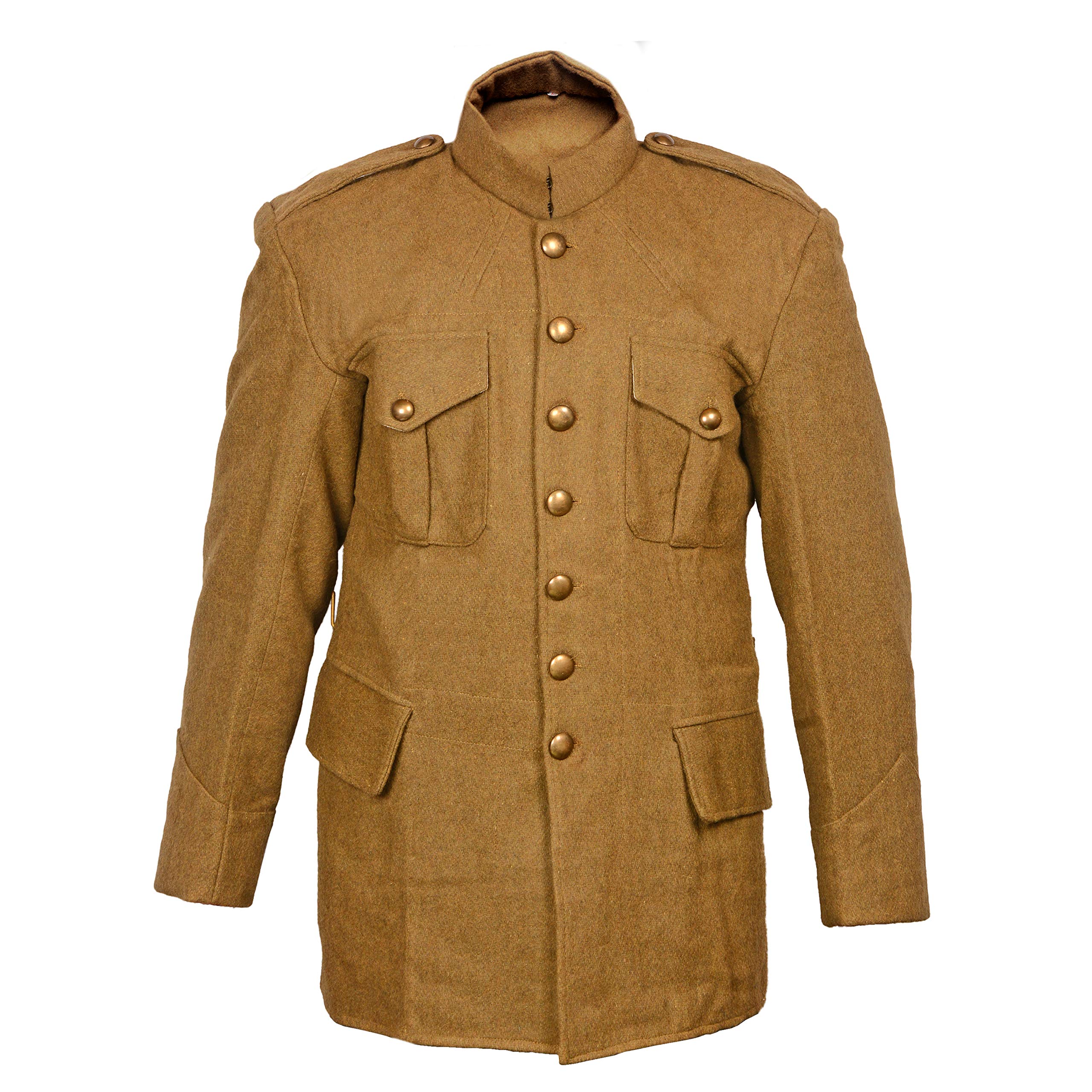 Authentic WW1 Canadian Army 1907 Khaki Stand Collar SD Tunic - 1903 Canadian Service Dress Uniform Reproduction | Military Reenactment, Historical Costume, Vintage Collectible