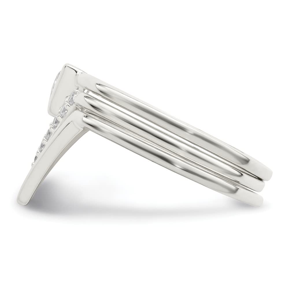 925 Sterling Silver Triangle Cubic Zirconia 3 Ring Set for Women - Elegant Stackable Rings for Everyday Wear, Anniversary & Gift Giving | Diamond2Deal